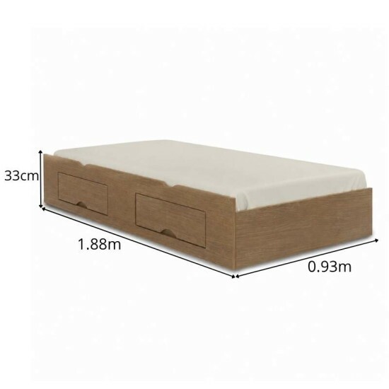 Cama Solteiro Mil�nio + Cama Auxiliar Solteiro 2 Gavetas Castanho - D Doro