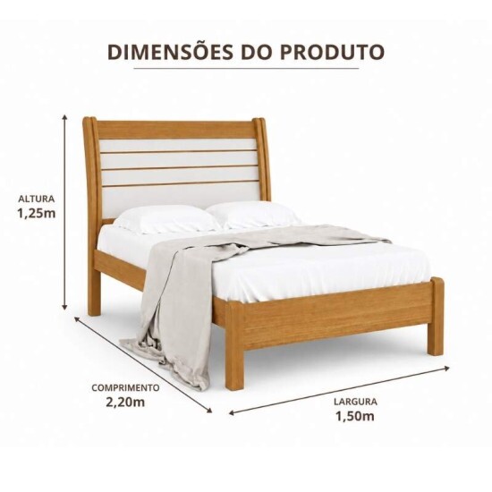 Cama Casal Esmeralda Plus Cinamomo/Off 1,50m 100% MDF - D Doro
