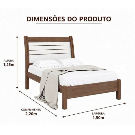 Cama Casal Esmeralda Plus Larg. 1.50m Castanho/Off - D Doro