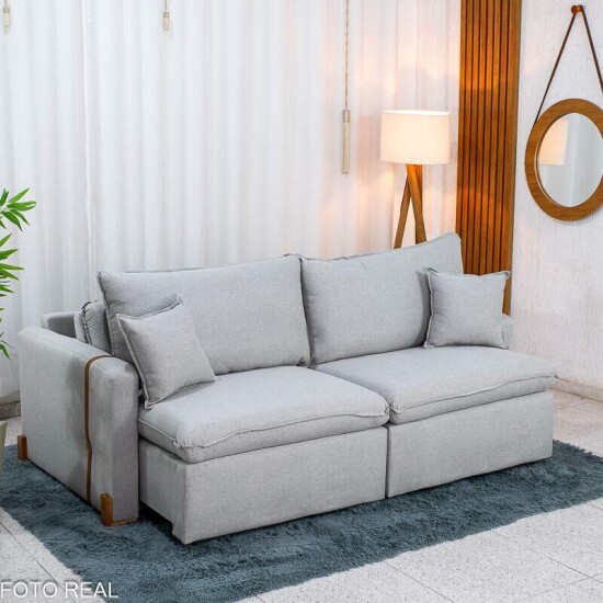 Sof� Retr�til Luma 2.00m Linho Cinza Gelo - Sem Caixa