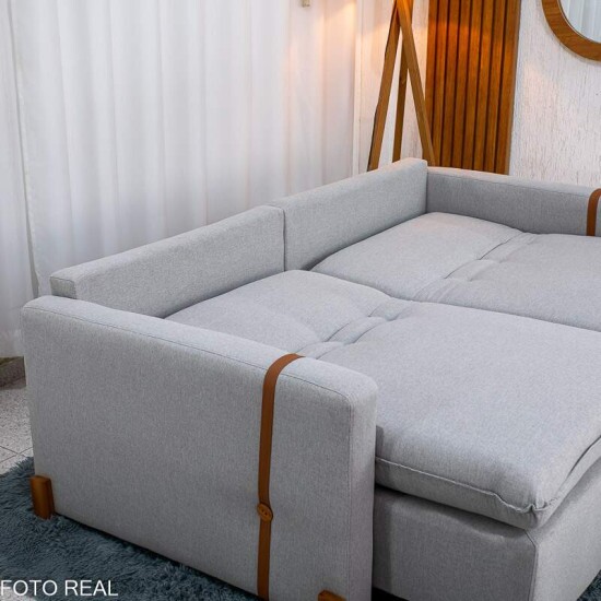 Sof� Retr�til Luma 2.00m Linho Cinza Gelo - Sem Caixa