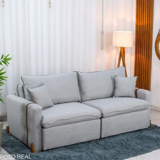 Sof� Retr�til Luma 2.00m Linho Cinza Gelo - Sem Caixa