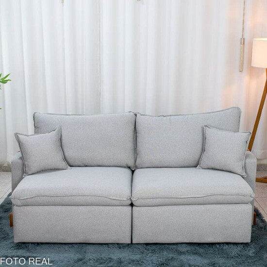 Sof� Retr�til Luma 2.00m Linho Cinza Gelo - Sem Caixa
