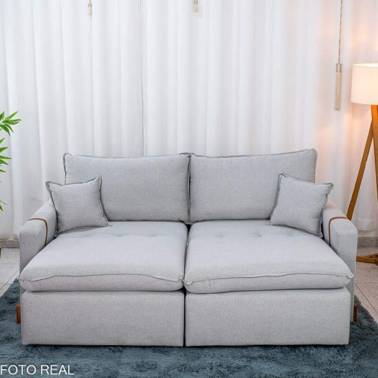 Sof� Retr�til Luma 2.00m Linho Cinza Gelo - Sem Caixa