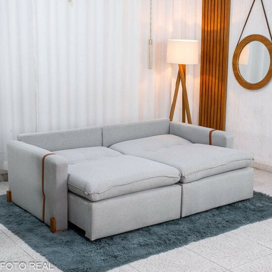 Sof� Retr�til Luma 2.00m Linho Cinza Gelo - Sem Caixa