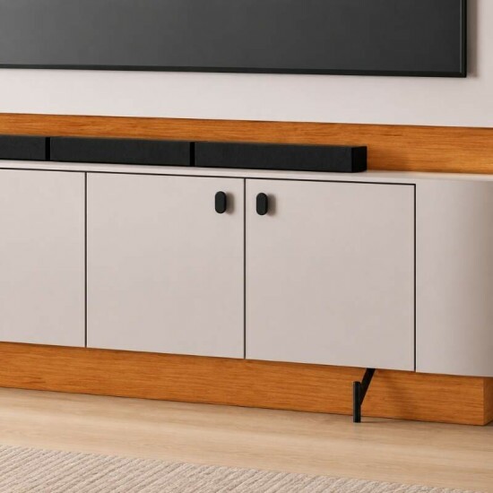 Home Dominus Candian 1.82m Cinamomo/Off White C/Detalhe Ripado e LED para TV at� 65\\\'\\\'- JCM