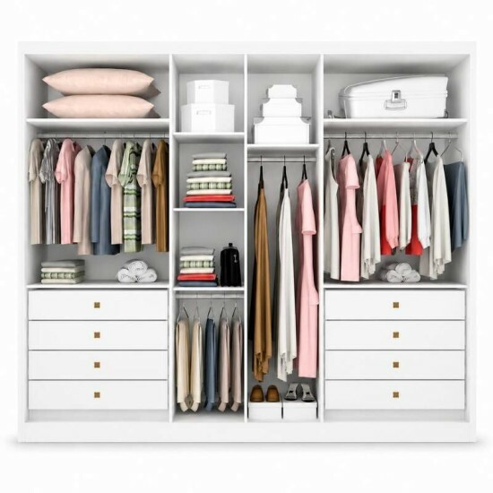 Guarda-roupa Rizon New Neve Larg. 2.43m 6 Portas 8 Gavetas - Novo Horizonte