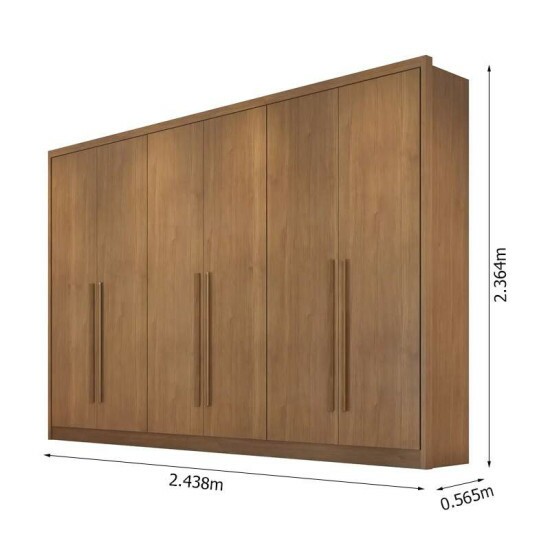 Guarda-roupa Rizon New Cumaru Larg. 2.43m 6 Portas 8 Gavetas - Novo Horizonte