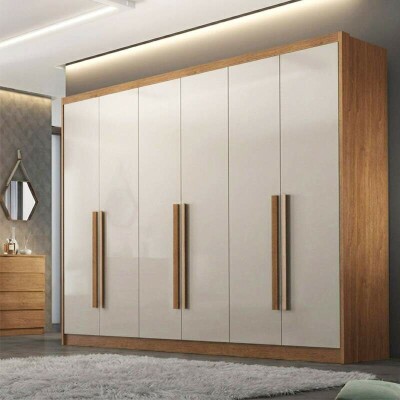 Guarda-roupa Rizon New Cumaru/Fendi Larg. 2.43m 6 Portas 8 Gavetas - Novo Horizonte