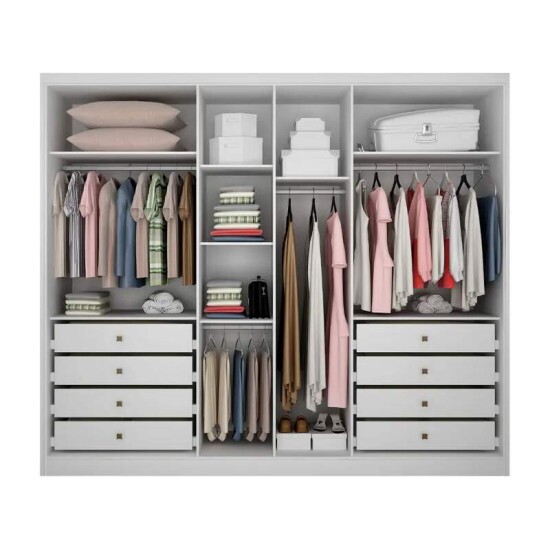 Roupeiro Robust Plus Neve 2.76m 6 Portas 8 Gavetas - Novo Horizonte