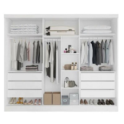 Guarda-roupa Casal 2,68m Alvorada Branco 6 Portas 6 Gavetas - Bianchi