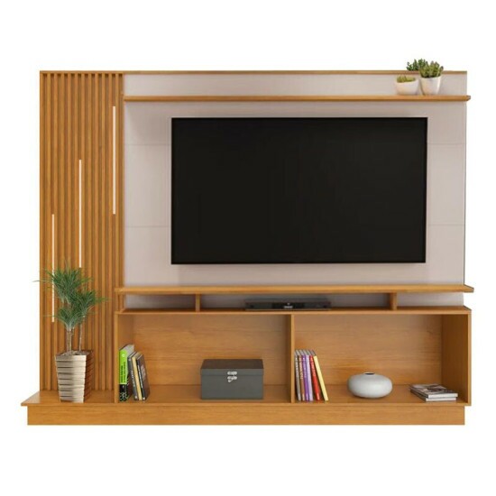 Home Absoluto Larg. 2.00m Cinamomo/Off Ripado C/ Led para TV at� 65\\\" - JCM