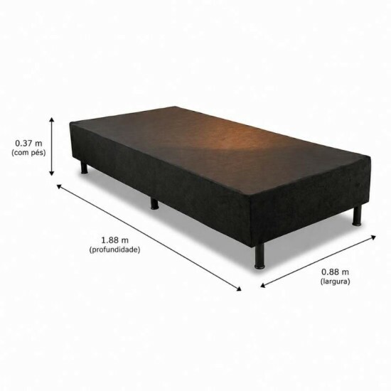 Colch�o Solteiro Confort Premium Ortop�dico Inovaflex + Box Solteiro Sued Preto Ortobel - 88x188x55 | Suporta at� 120kg