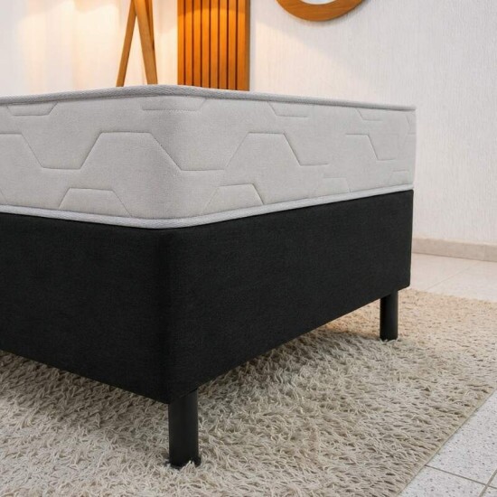 Colch�o Solteiro Confort Premium Ortop�dico Inovaflex + Box Solteiro Sued Preto Ortobel - 88x188x55 | Suporta at� 120kg