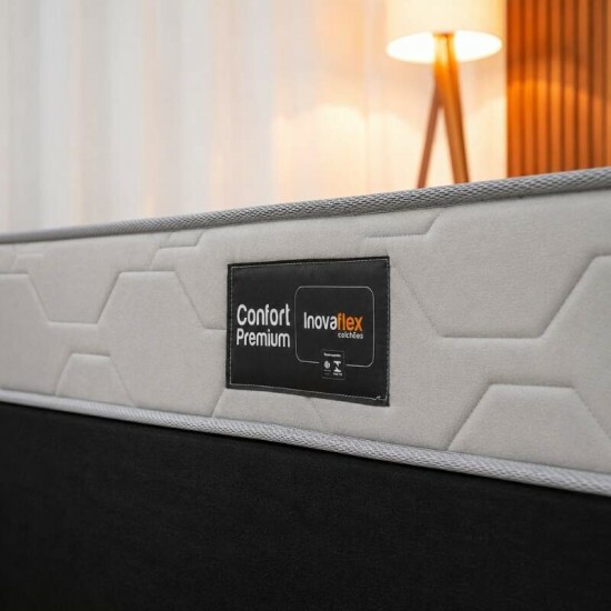 Colch�o Solteiro Confort Premium Ortop�dico Inovaflex + Box Solteiro Sued Preto Ortobel - 88x188x55 | Suporta at� 120kg