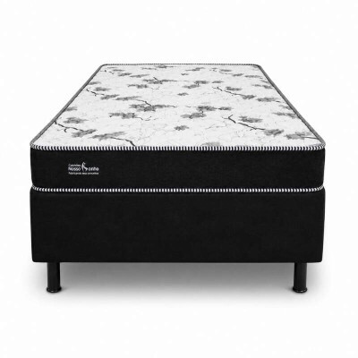 Colch�o Solt. Sant� Alt 14 Espuma D33 + Box Solt. Sued Preto Ortobel - 88x188x51 | Suporta at� 120kg