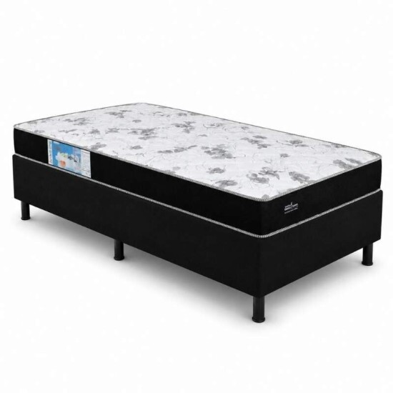 Colch�o Solt. Sant� Alt 14 Espuma D33 + Box Solt. Sued Preto Ortobel - 88x188x51 | Suporta at� 120kg