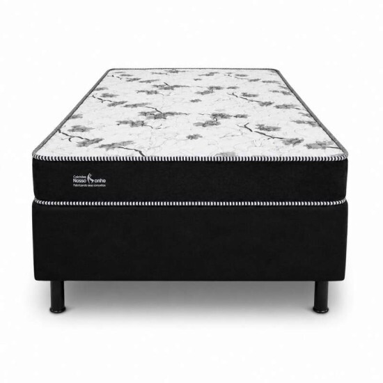 Colch�o Solt. Sant� Alt 14 Espuma D33 + Box Solt. Sued Preto Ortobel - 88x188x51 | Suporta at� 120kg