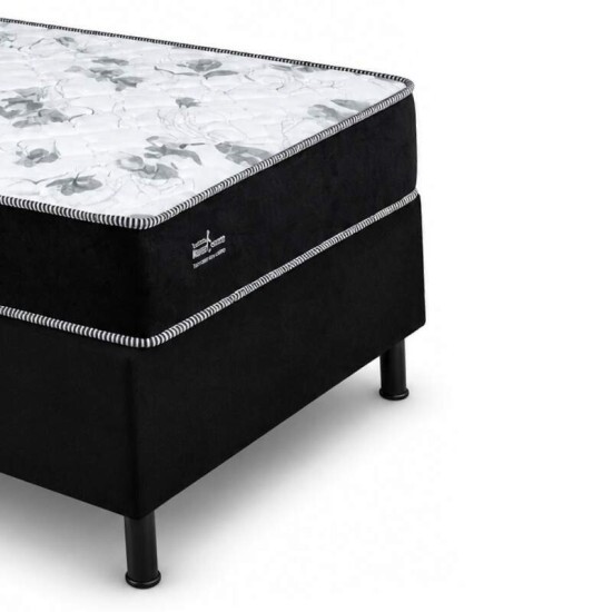 Colch�o Solt. Sant� Alt 14 Espuma D33 + Box Solt. Sued Preto Ortobel - 88x188x51 | Suporta at� 120kg