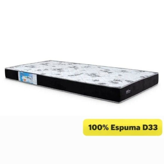 Colch�o Solt. Sant� Alt 14 Espuma D33 + Box Solt. Sued Preto Ortobel - 88x188x51 | Suporta at� 120kg