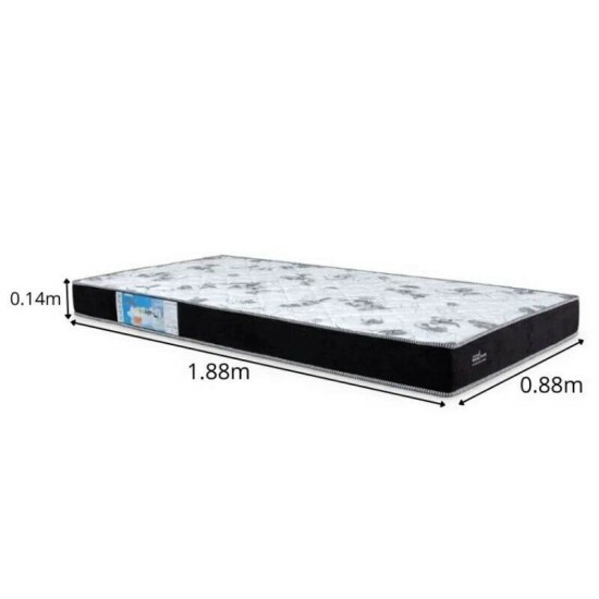 Colch�o Solt. Sant� Alt 14 Espuma D33 + Box Solt. Sued Preto Ortobel - 88x188x51 | Suporta at� 120kg