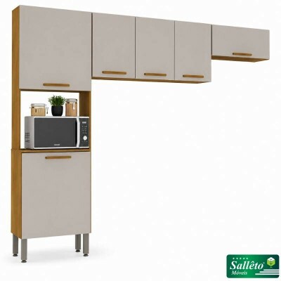 Torre Quente Cozinha New Val�ncia + A�reo Triplo 3 Portas 1.20m + A�reo Geladeira New Val�ncia Cinamomo/Off - Sall�to