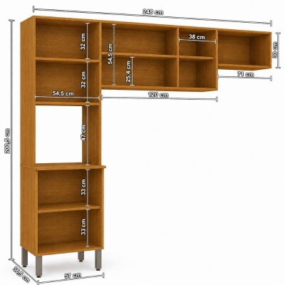 Torre Quente Cozinha New Val�ncia + A�reo Triplo 3 Portas 1.20m + A�reo Geladeira New Val�ncia Cinamomo/Off - Sall�to