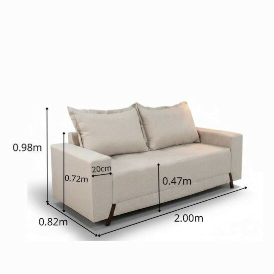 Sof� 3 lugares 8100 2,00m Linho Bege 24 + Rack 2,18m Magn�fico 212 + Painel Magn�fico 220 Nature/Off com LED e Ripado TV at� 85\\\" - Gelius