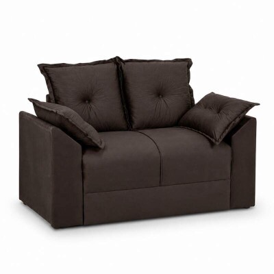 Sof� 2 Lugares Petra Veludinho Marrom Larg. 1.30m