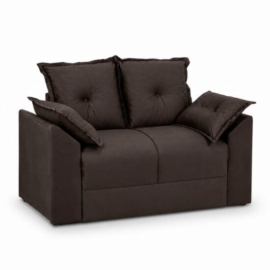 Sof� 2 Lugares Petra Veludinho Marrom Larg. 1.30m