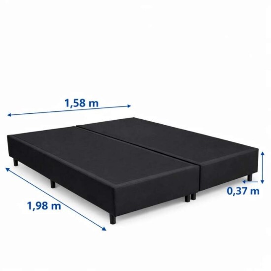 Colch�o Queen Sant� 100% Espuma D33 Nosso Sonho + Box Queen Sued Preto Ortobel - 158x198x57 | Suporta at� 250kg