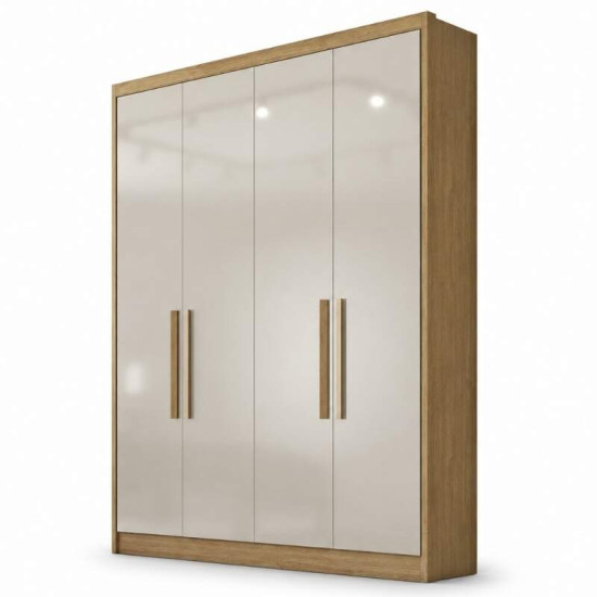 Modulado Cumaru/Fendi Fosco 1 Guarda-Roupa Rizon New 4 Pts + 2 Criado Rizon + 1 Canto Obl�quo Rizon C/Porta de Vidro + 1 A�reo 3 portas Rizon - Novo Horizonte