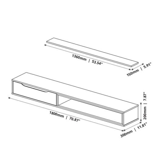 Nicho Modular Tucum� Larg. 1.80m Nature/Off C/1 Gaveta - JB Bechara