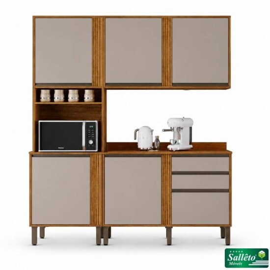 Torre Quente Cozinha P�rola + Balc�o 1.20m + A�reo 2 Portas 1.20m Cinamomo/Off - Sall�to