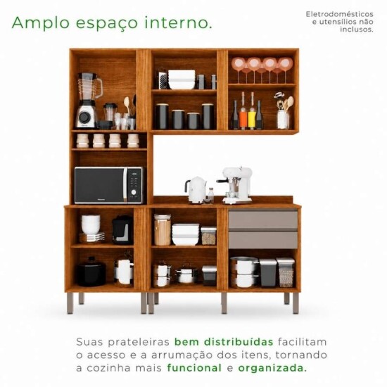 Torre Quente Cozinha P�rola + Balc�o 1.20m + A�reo 2 Portas 1.20m Cinamomo/Off - Sall�to