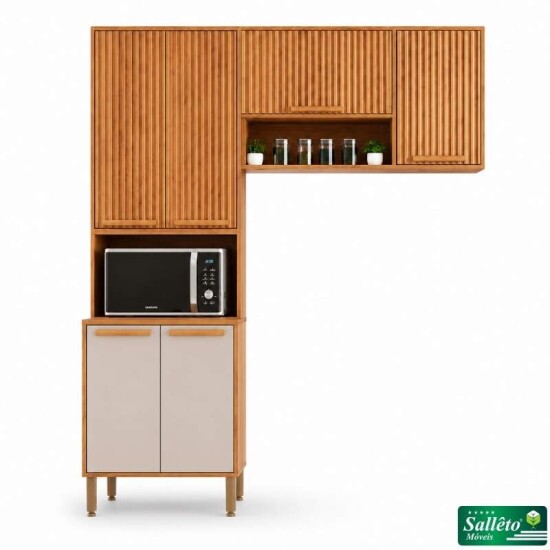 Torre Quente Fl�rida + Arm�rio A�reo Florida Ripado 1.20m Cinamomo/Off - Sall�to