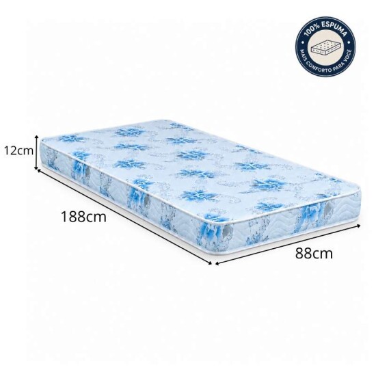 Colch�o Solteiro Espuma Dream Soft Ortobom + Base Box Solteiro Korino Preto Ortobel - 88x188x49 cm