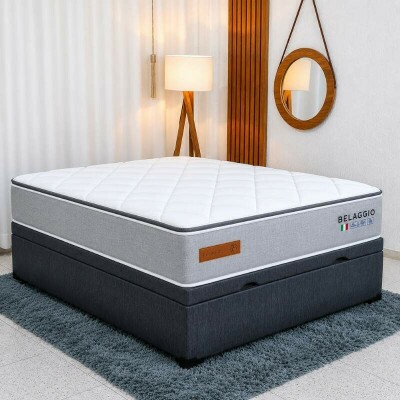 Colch�o Casal Belaggio Molas Ensacadas - Bianchi Colch�es + Base Box Ba� Casal Prime Confort Linh�o Petr�leo Blindado - Issacar 138x188x77 | Suporta at� 200kg