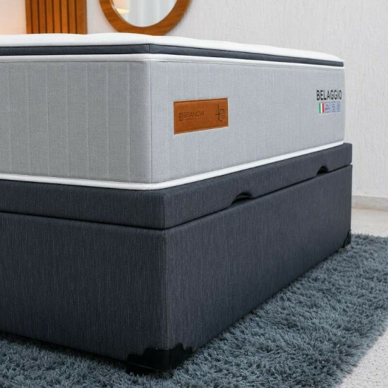 Colch�o Casal Belaggio Molas Ensacadas - Bianchi Colch�es + Base Box Ba� Casal Prime Confort Linh�o Petr�leo Blindado - Issacar 138x188x77 | Suporta at� 200kg