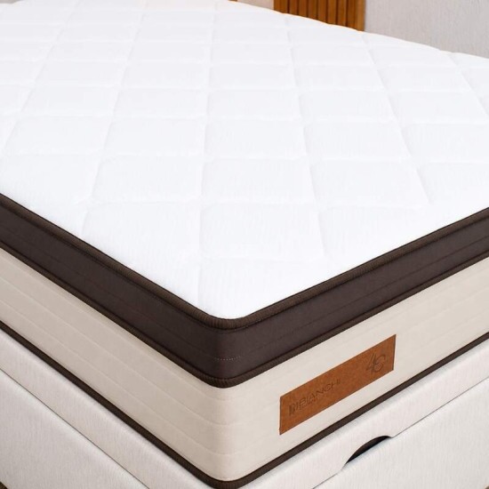 Colch�o Casal Ibiza Molas Ensacadas - Bianchi + Base Box Ba� Casal Prime Confort Linh�o Palha Blindado - Issacar 138x188x78 | Suporta at� 400kg