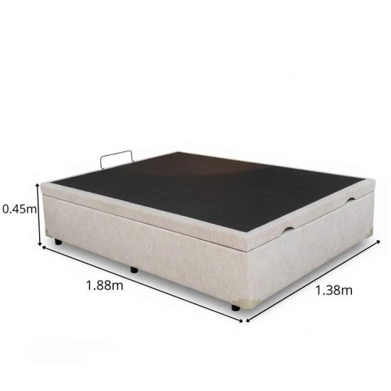 Colch�o Casal Ibiza Molas Ensacadas - Bianchi + Base Box Ba� Casal Prime Confort Linh�o Palha Blindado - Issacar 138x188x78 | Suporta at� 400kg