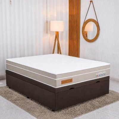 Colch�o Casal Supreme Molas Ensacadas - Bianchi + Box Ba� Casal Prime Confort Sued Marrom Blindado - Issacar 138x188x70 | Suporta at� 240kg