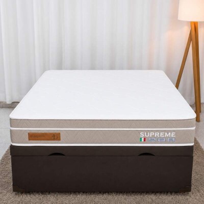Colch�o Casal Supreme Molas Ensacadas - Bianchi + Box Ba� Casal Prime Confort Sued Marrom Blindado - Issacar 138x188x70 | Suporta at� 240kg