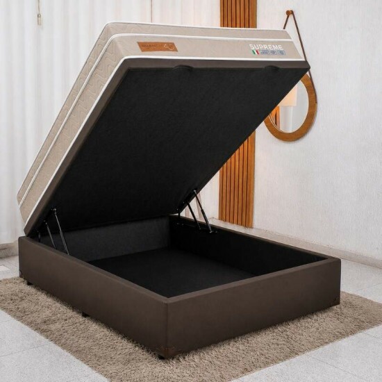 Colch�o Casal Supreme Molas Ensacadas - Bianchi + Box Ba� Casal Prime Confort Sued Marrom Blindado - Issacar 138x188x70 | Suporta at� 240kg