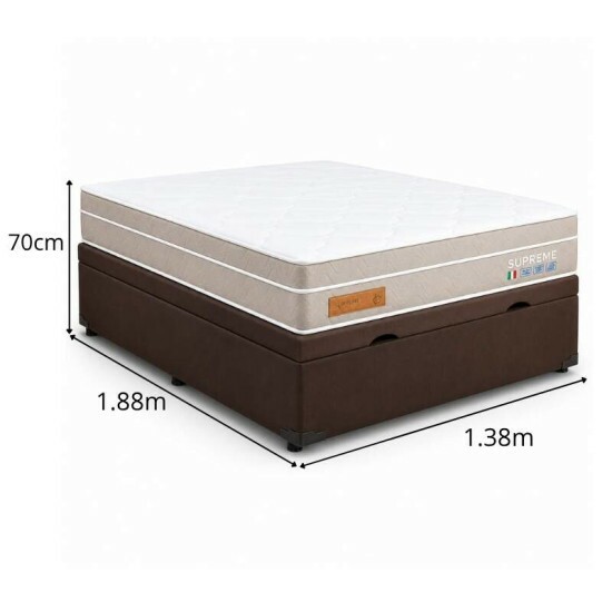Colch�o Casal Supreme Molas Ensacadas - Bianchi + Box Ba� Casal Prime Confort Sued Marrom Blindado - Issacar 138x188x70 | Suporta at� 240kg