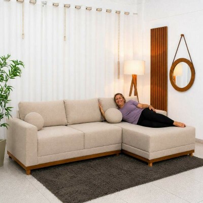 Sof� 3 Lug. Arm�nia C/Chaise Larg. 2.50m Linho Bege A57