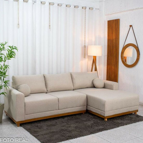 Sof� 3 Lug. Arm�nia C/Chaise Larg. 2.50m Linho Bege A57