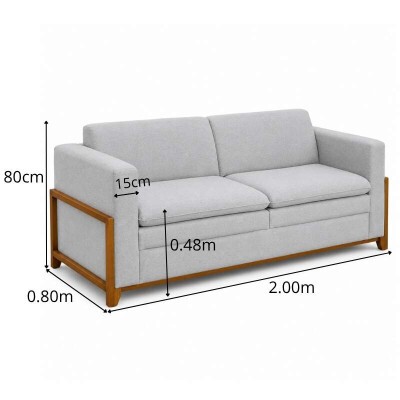 Sof� 3 Lugares Capri Larg. 2.00m Linho Cinza