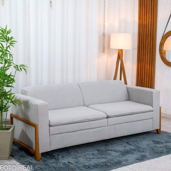 Sof� 3 Lugares Capri Larg. 2.00m Linho Cinza