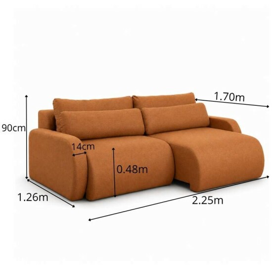 Sof� Retr�til Bellagio Larg. 2.25m Linho Terracota